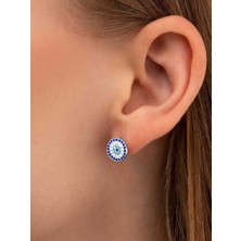 925 Ayar Gümüş Firuze Nazar Gözlü Bayan Gümüş Küpe