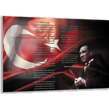 Atatürk Sözleri 4 Cam Tablo - Yatay Motif 01-011