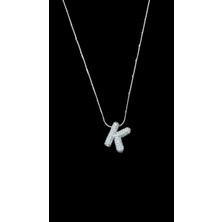 Keyper K Harfli Zirkon Taşlı Çelik Kolye