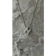 Keyper M Harfli Zirkon Taşlı Çelik Kolye