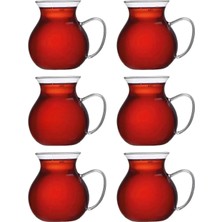 Rosemor 6'lı Bardak Takımı Kulplu Çay Fincanı Bardağı Seti Royal Keyfi Ala Borosilikat Cam Isıya Dayanıklı