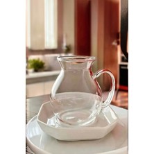 Rosemor 6'lı Bardak Takımı Kulplu Çay Fincanı Bardağı Seti Royal Keyfi Ala Borosilikat Cam Isıya Dayanıklı