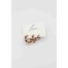 Glare Jewellery Shesra Kahverengi 3 Lü Çelik Küpe