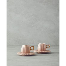 Luxury Polka New Bone China 4 Parça 2 Kişilik Kahve Fincan Takımı Pudra 1 Adet