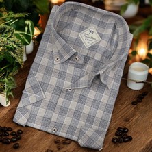 Pamuklu Klasik Kısa Kollu Gri Cepli Erkek Gömlek (Regular Kalıp)