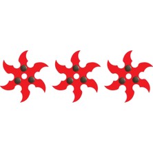 Ahtek Ahşap Oyuncak Samuray Seti 4 Lü, Kalkan +Katana Kılıcı + Ninja Yıldızı Kohga + Fırlatma Bıçağı Kunai Kırmızı