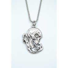 Bu Farklı Yılan - Kuru Kafa - Venom Örme Zincir Kolye - Gümüş Kaplama - Erkek Kadın Kolye - NO:1344