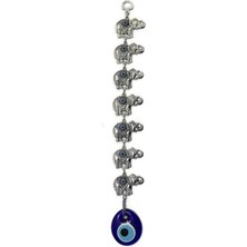 Zamak Döküm Cam Nazar Boncuklu Metal Duvar Süsü 7 Li Fil Figürlü