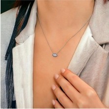 Sylvery Jewels Gümüş Zirkon Taşlı Nazar Boncuğu Gizli Nazar Boncuğu Göz Kolye 925 Ayar Gümüş Nazar Kolye