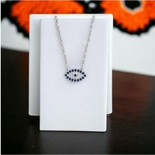 Sylvery Jewels Gümüş Zirkon Taşlı Nazar Boncuğu Gizli Nazar Boncuğu Göz Kolye 925 Ayar Gümüş Nazar Kolye
