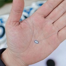 Sylvery Jewels Gümüş Zirkon Taşlı Nazar Boncuğu Gizli Nazar Boncuğu Göz Kolye 925 Ayar Gümüş Nazar Kolye