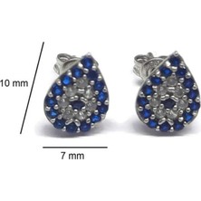 Sylvery Jewels 925 Ayar Zirkon Taşlı Damla Motifi Nazar Boncuğu Küpe