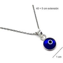 Sylvery Jewels Şeffaf Açık Mavi Renk 8 mm Cam Nazar Boncuğu 925 Ayar Gümüş Kolye