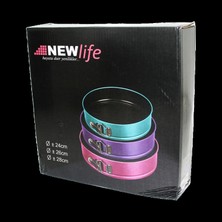 3 Parça  Yuvarlak - Renkli Kelepçeli Metal Kek Kalıp 24-26-28CM (4887)