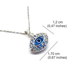 Sylvery Jewels Şeffaf Açık Mavi Göz Nazar Boncuğu Telkari Kolye 925 Ayar Gümüş Nazar Boncuğu Kolye