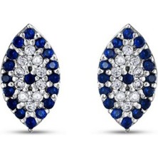 Sylvery Jewels Slyvery Jewels 925 Ayar Zirkon Taşlı Nazar Boncuğu Gümüş Küpe