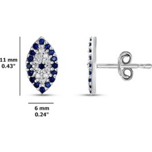 Sylvery Jewels Slyvery Jewels 925 Ayar Zirkon Taşlı Nazar Boncuğu Gümüş Küpe