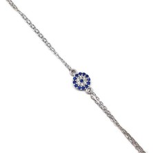 Sylvery Jewels Gümüş Zirkon Taşlı Nazar Boncuğu Göz Kolye 925 Ayar Nazar Boncuğu Gümüş Bileklik