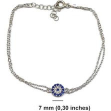 Sylvery Jewels Gümüş Zirkon Taşlı Nazar Boncuğu Göz Kolye 925 Ayar Nazar Boncuğu Gümüş Bileklik