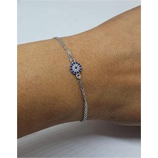 Sylvery Jewels Gümüş Zirkon Taşlı Nazar Boncuğu Göz Kolye 925 Ayar Nazar Boncuğu Gümüş Bileklik