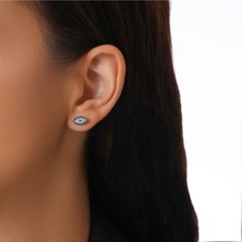 Sylvery Jewels Slyvery Jewels 925 Ayar Zirkon Taşlı Nazar Boncuğu Gümüş Küpe