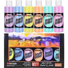 Red Apple 12 x 70 ml Akrilik Boya 6 Ana Renk + 6 Pastel Renkler Set 12 Renk Akrilik Boya Seti