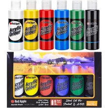 Red Apple 12 x 70 ml Akrilik Boya 6 Ana Renk + 6 Pastel Renkler Set 12 Renk Akrilik Boya Seti