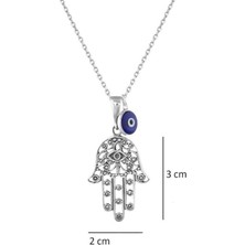 Sylvery Jewels Cam Nazar Boncuklu Fatma Ana Eli (Hamsa) 925 Ayar Gümüş Kolye