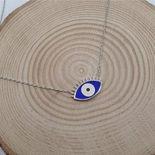 Sylvery Jewels Lazer Mineli Göz Nazar Boncuğu 925 Ayar Gümüş Kolye