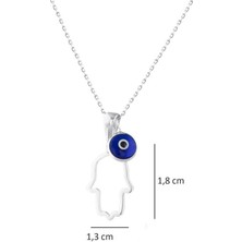 Sylvery Jewels Cam Nazar Boncuklu Fatma Ana Eli (Hamsa) 925 Ayar Gümüş Kolye