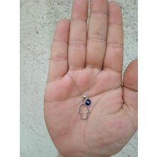 Sylvery Jewels Cam Nazar Boncuklu Fatma Ana Eli (Hamsa) 925 Ayar Gümüş Kolye