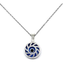 Sylvery Jewels Şeffaf Açık Mavi Renk Göz Nazar Boncuğu Kolye 925 Ayar Gümüş Nazar Boncuğu Kolye