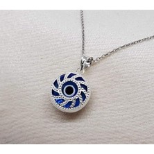 Sylvery Jewels Şeffaf Açık Mavi Renk Göz Nazar Boncuğu Kolye 925 Ayar Gümüş Nazar Boncuğu Kolye
