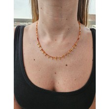 G&A Jewels Doğal Karnelyan Boncuklu Kolye | Zarif 925 Ayar Gümüş & Altın Kaplama Charm'lı | Kadınlar İçin Doğal Taş Takı, Mükemmel Hediye