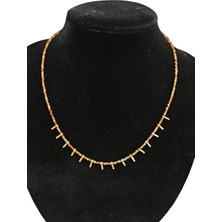 G&A Jewels Doğal Karnelyan Boncuklu Kolye | Zarif 925 Ayar Gümüş & Altın Kaplama Charm'lı | Kadınlar İçin Doğal Taş Takı, Mükemmel Hediye