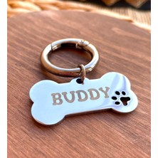 Loren Gift Isme Özel Çelik Kedi Köpek İsimlik Künyesi Gümüş