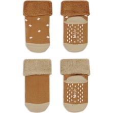 Bistyle Puanlı Kaymaz Havlu Soket Çorap 2'li BS10502 Hardal