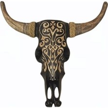 Otantik Çarşı Ahşap Buffalo Kafatası Siyah 45X55 Cm.