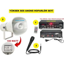 Anons Hoparlör Seti (100 Watt Hoparlör - Mikrofon - USB - Sd Kart Girişli Mobil Amfi)