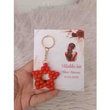 10 Adet Kırmızı Incili Anahtarlık Yenidoğan Doğum Günü Kına, Nikah, Nişan, Söz Hediyelikleri