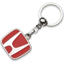 Honda Logolu Metal Otomobil Anahtarlığı Krom Kaplamalı Kırmızı