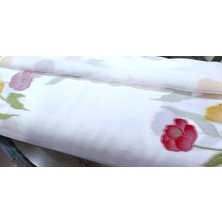 Taç Tül Perde-1/2 Pile (Seyrek Pile)-Çicek Desenli -En: 150 -200 cm