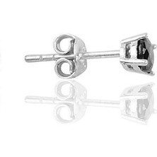 BymissMücevherat 925 Ayar Gümüş Siyah Zirkon Taşlı Tek Taş Erkek Küpe 4 mm 1 Adet