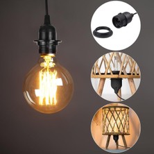 Decodelight Siyah 3 Metre Kablolu Tesisat Aydınlatma Sarkıt Tesisat Duy  E27 Aç Kapa Anahtarlı Fişli Rakorlu