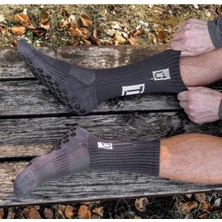 Unisex Koyu Gri Anti Slip Socks Kaymaz Silikon Havlu Taban Maç Pro Sporcu Çorabı