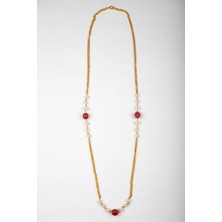 Lila Rosa Etnik Otantik Uzun Kolye
