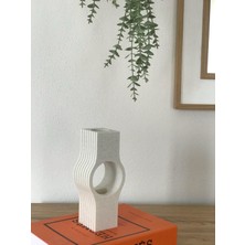 3D Yazıcı ile Üretilmiş Mermer Desenli Modern Vazo (9X7X21 Cm)