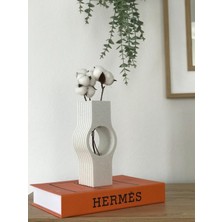 3D Yazıcı ile Üretilmiş Mermer Desenli Modern Vazo (9X7X21 Cm)