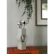 3D Yazıcı ile Üretilmiş Mermer Desenli Modern Vazo (9X7X21 Cm)