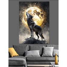 Uluyan Bozkurt ve Dolunay Dekoratif Kanvas - Mdf Ahşap Tablo